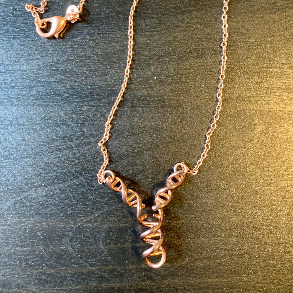 Rose gold DNA helix necklace